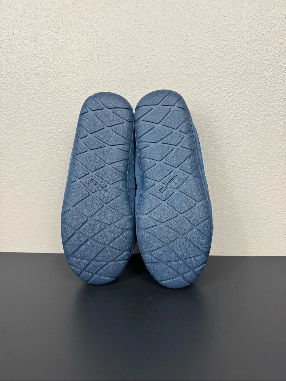 L.L.Bean Sherpa Moccasin Slippers‎ Shoes with Rubber Soles Navy EUC